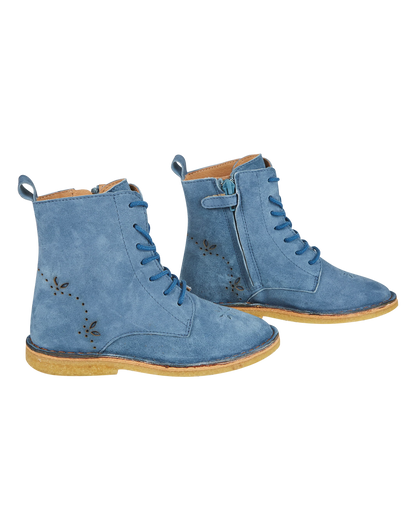 boots à lacets cuir velours rivière