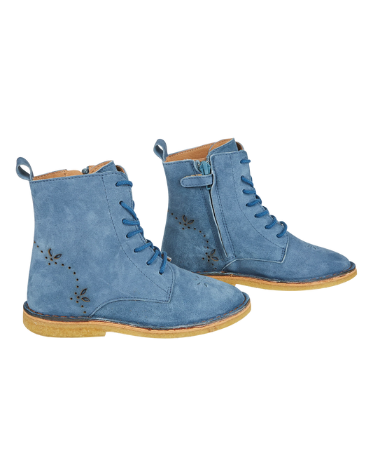 boots à lacets cuir velours rivière