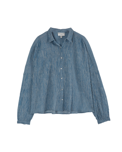 Blouse créponné vichy bleu